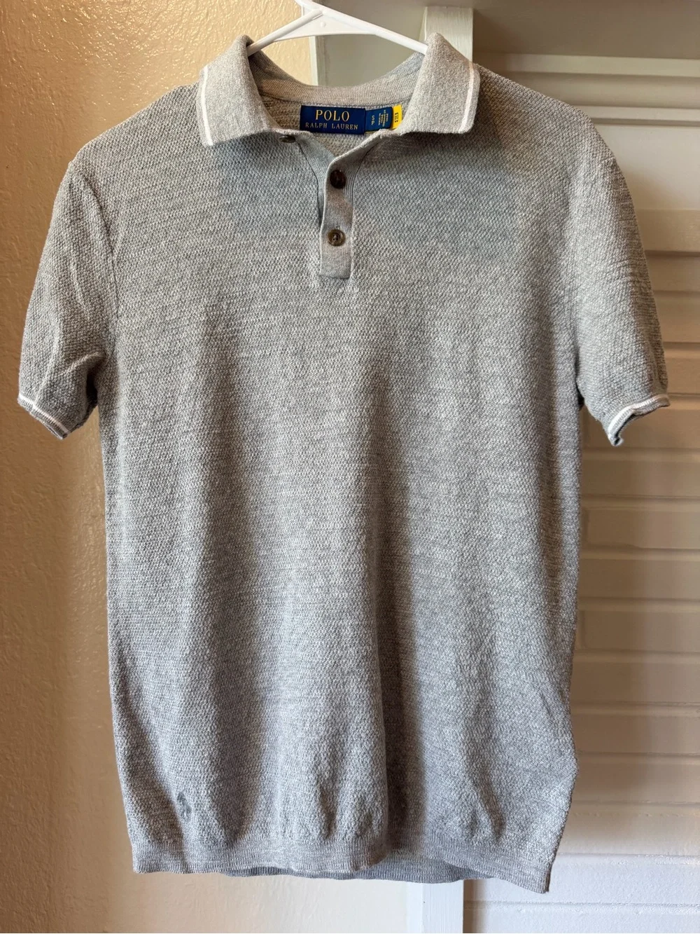 Polo Ralph Lauren Gray Cotton Linen Knit Polo Shirt Men’s Small